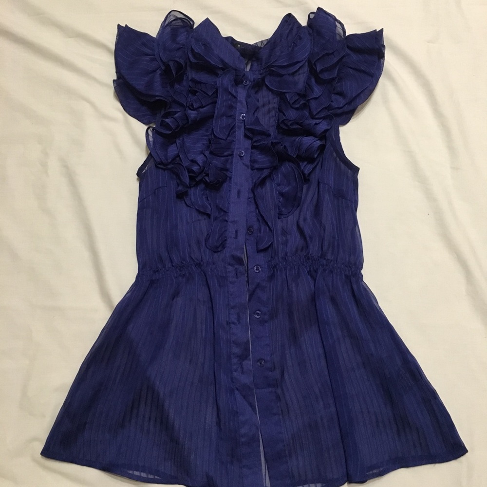 BCBG Maxazria blue sleeveless blouse